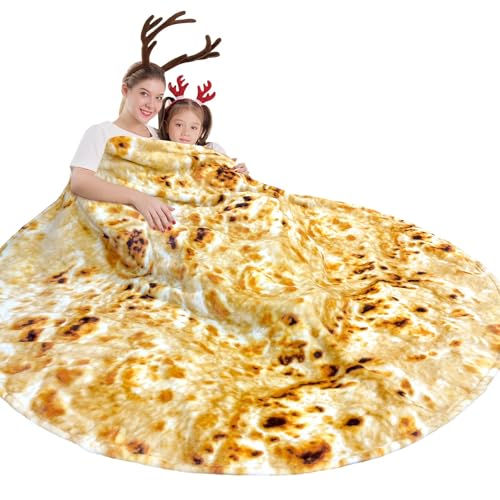 Image of mermaker Burritos Blanket for Adult and Kids, Novelty Tortilla Throw Blanket Adult 60 inches, Realistic Soft Flannel Taco Blanket (Yellow Blanket-10)