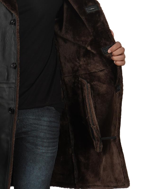 Decrum Men Leather Shearling Coat - Casual Real Lambskin Leather Coats for Men4