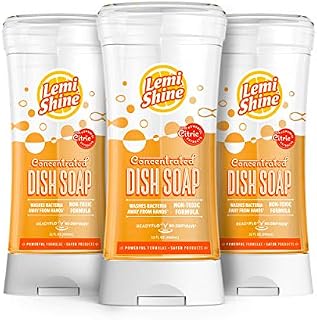 Lemi Shine Natural Concentrated Liquid Dish Soap with Powerful Citric Extract That Washes