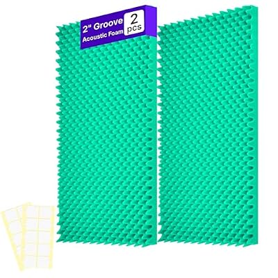 2 Pack Sound Proof Foam Panels for Walls, 48" x 24" x 2" Self-Adhesive Acoustic Panels, High Density Egg Crate Sound Dampening Panels for Recording Studio, Home Office