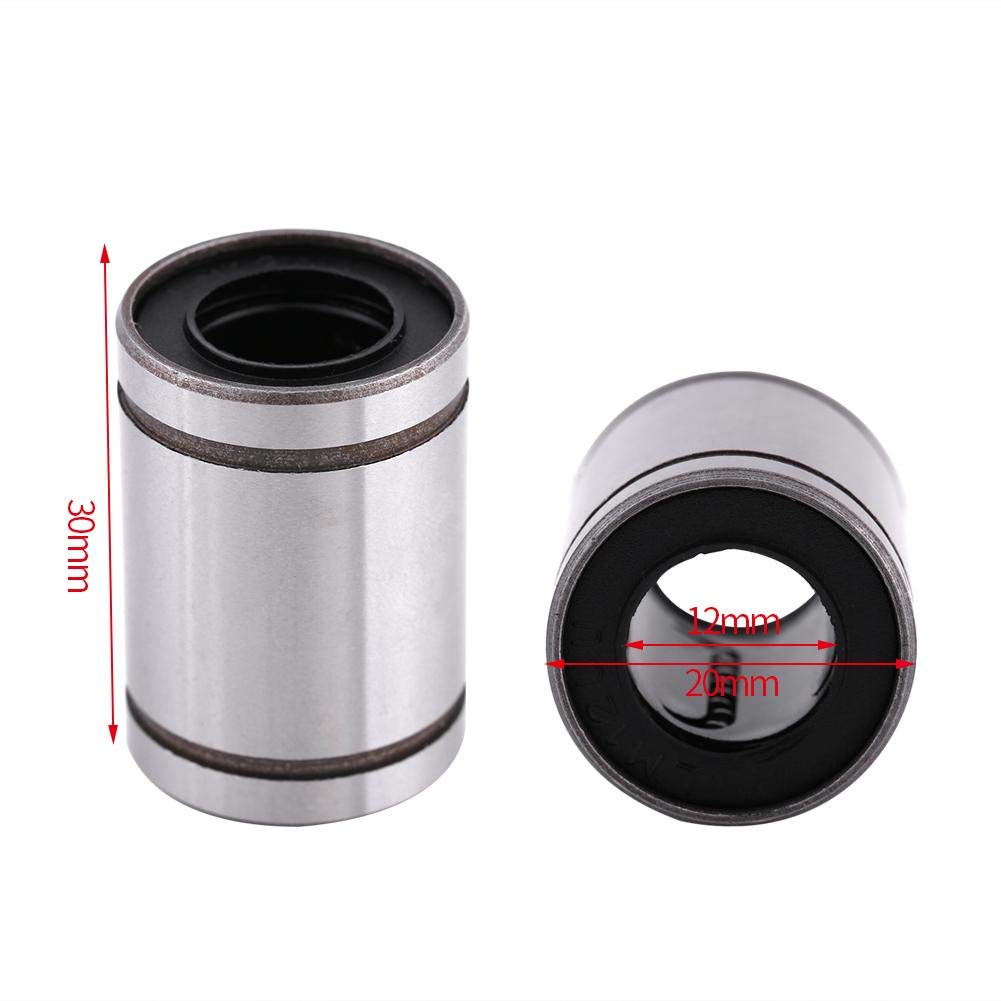 LM12UU Linear Ball Bearing 10-Pack, 12x20x30mm Double Sealed Slide Bushing for 12mm Rod, CNC 3D Printer Parts