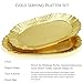 AVLA 6 Pack Plastic Serving Tray, Gold Serving Platter Set, Reusable Party Snack Serving Tray, Decorative Food Appetizer Platters for Dessert Table, Cupcake, Charcuterie, Cookies, 14