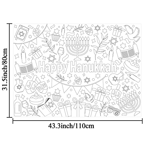 Image of Hanukkah Coloring Books for Kids Giant Coloring Poster Chanukah Large Coloring Tablecloth Huge Holiday Coloring Table Cover for Boys Girls Classroom Home Party Supplies Favor 31.4 x 43.3 Inch