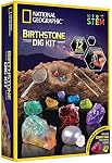 National Geographic Birthstone Dig Kit - Science Kit with 12 Genuine Birthstones, Includes a Real Diamond, Ruby, Sapphire, Pearl, & More, Gemstones and Crystals, Rock Collection (Amazon Exclusive)