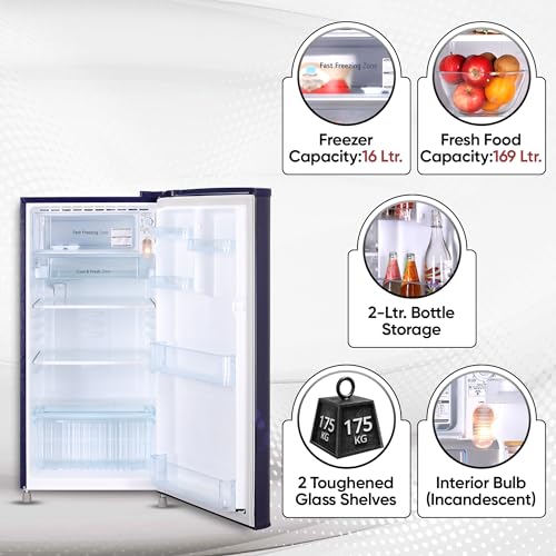 Image of LG 185 L, 4 Star, Smart Inverter, Direct-Cool Single Door Refrigerator (GL-B199OBEY, Blue Euphoria, Smart Connect & Fast Ice Making)