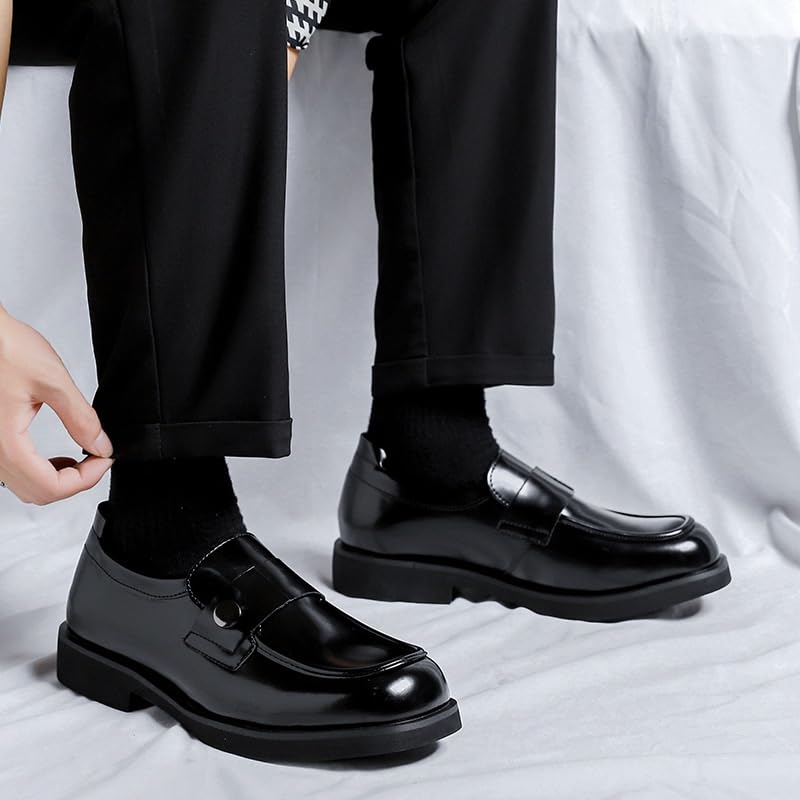 Men's Genuine Leather Platform Slip-On Loafers Men Comfortable Tuxedo Shoes Formal Derby Shoes4