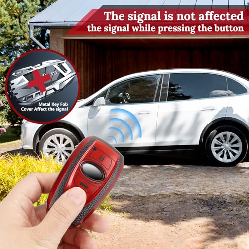 Image of Key Fob Cover for Subaru, Braided Loop Keychain Accessory, Red | Wear-resistant TPU shell, short PU braided loop, daily splash, scratch and drop protection, normal signal use, easy setup