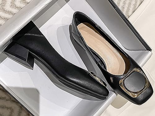 Women's Pumps Shoes Platform Low Heels Square Toe Chunky Heels Leather Solid Granny Walk Shoes Mid Heel Closed Toe Block Heels Soft-Soled Slip Ons Loafer Anti-slip Dress Shoes Casual Office Party2