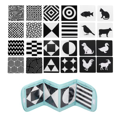 Montessori Kid ® Tarjetas de flash blanco negro 0-3 meses, tarjetas de alto contraste bebé recién nacido Visual estímulo, tarjetas