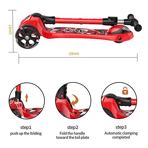New Olym Kick Scooter for Kids 3 Wheel Foldable for Big Boys or Girls Toddlers,4 Adjustable Height with Extra Wide Deck All-Covered Brake for Children 3-14 - Thumbnail 4