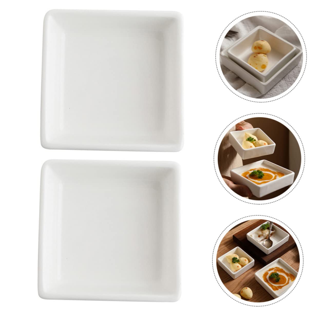 FUNOMOCYA 2pcs Sauce Dish Square Snack Storage Plates for Condiments Appetizers and Sauces for Parties Family Gatherings and Restaurants Design