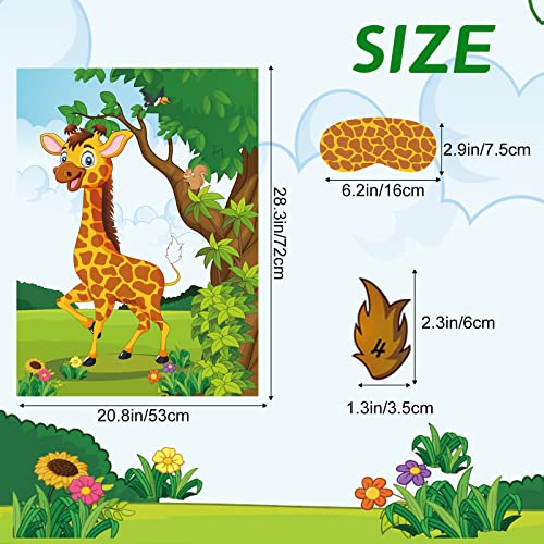 Astaron 2 Sets Pin The Tail On The Giraffe Jungle Animal Party Game Zoo-Themed Birthday Party Supplies 2 Posters 21"X 28" With 48Pcs Tail Stickers Kids Wall Home Decor #TOP2