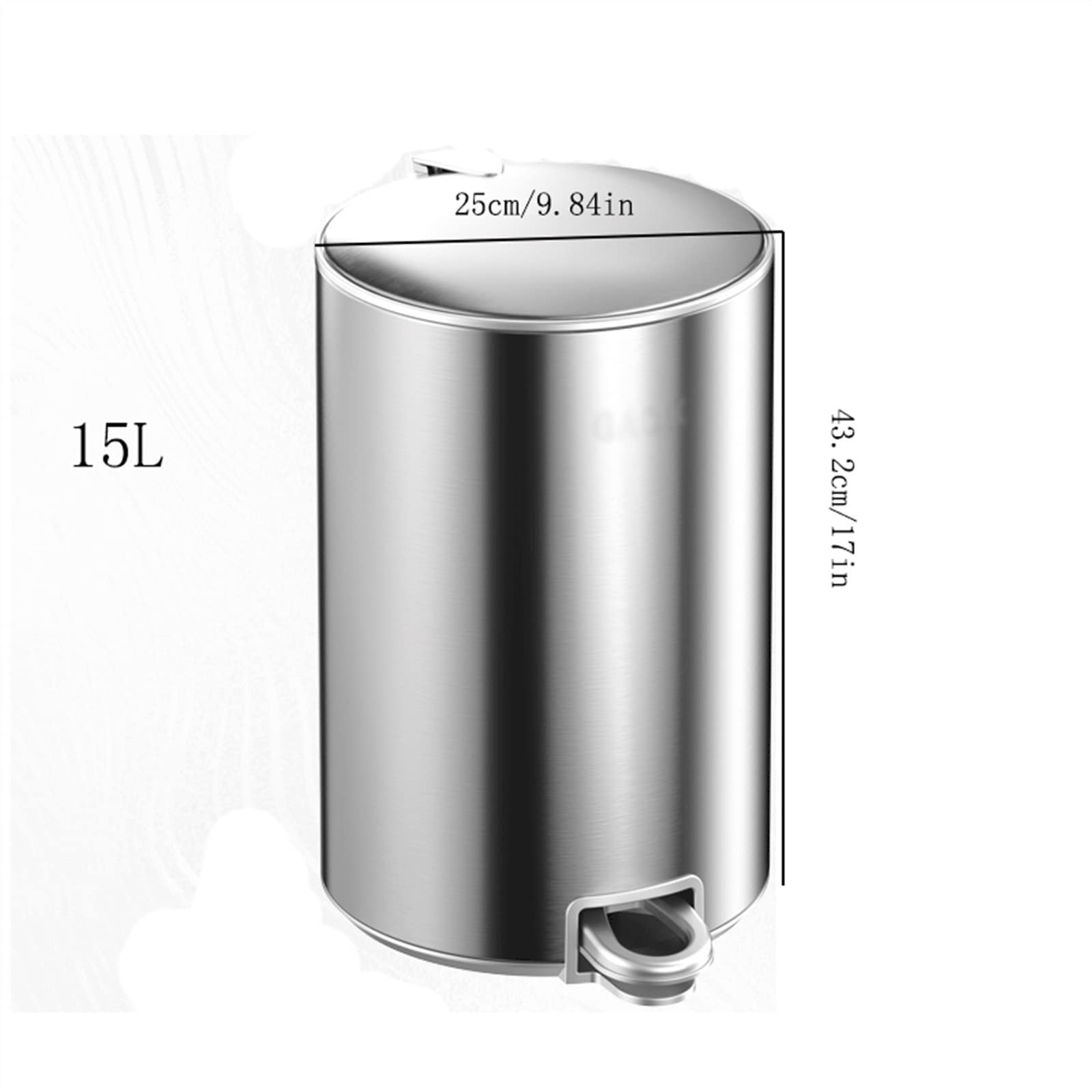 Papierkorb 8L/12L/15L Haushalt Großer Edelstahl-Mülleimer Küche Badezimmer Schlafzimmer mit Deckel Mülleimer Mülleimer,Schwarz-15l