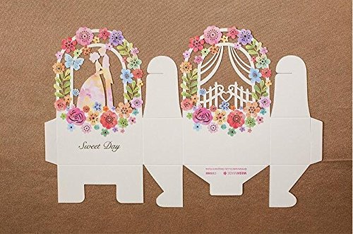Sorive® 50 Pack Wedding Favors And Gifts Wedding Decoration Souvenirs Party Shower Supplies Laser Bridge Groom Vine Luxury Candy Chocolate Box #TOP2