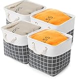 Kerhouze 4 Pack Fabric Storage Bin Basket, Foldable Fabric Storage Cube Organizer with Handle, 11...