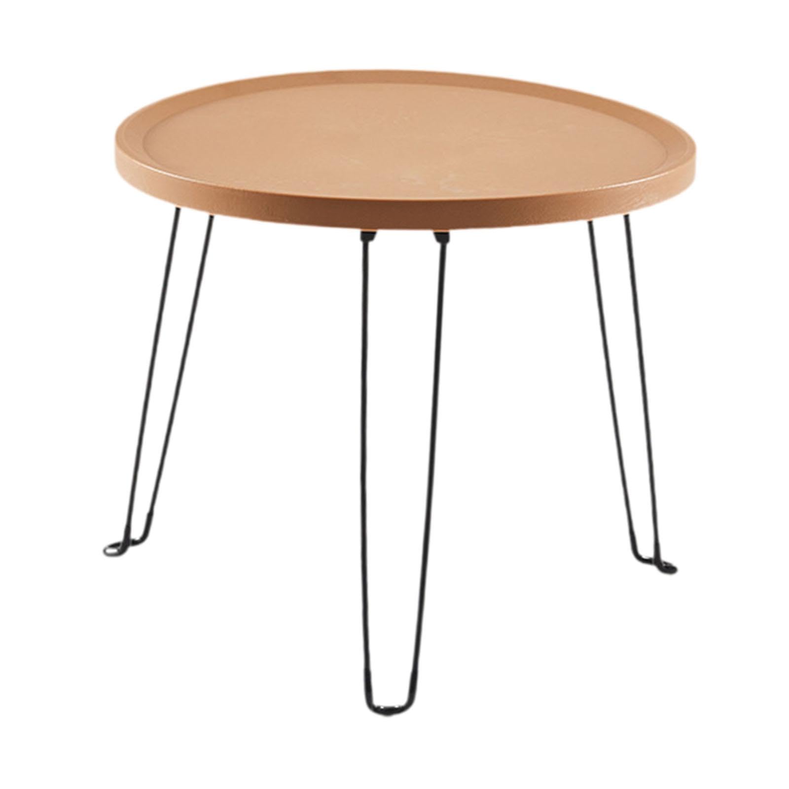Folding Round Table Trendy Mini Balcony Picnic Table for Party Hiking Picnic Khaki-image-33