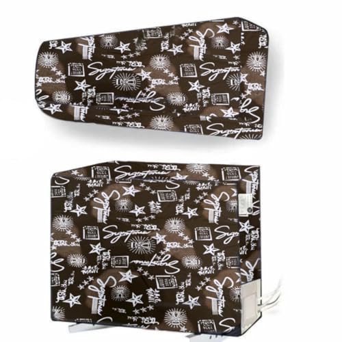 Image of Digital Print Split AC Cover Set for 1.5 Ton Indoor & Outdoor Units - Dustproof & Water Resistant Protection (Signtaure Coffee)
