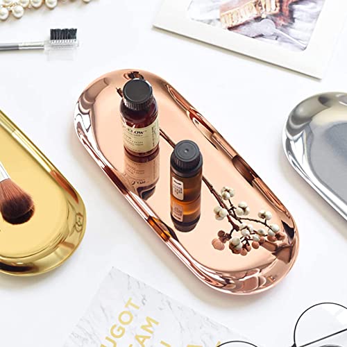 Bymivofun Oval Tray, Oval Cosmetic Tray, Stainless Steel Storage Tray, for Jewellery Storage Snacks, Tea Tasting, Candles - Image 4