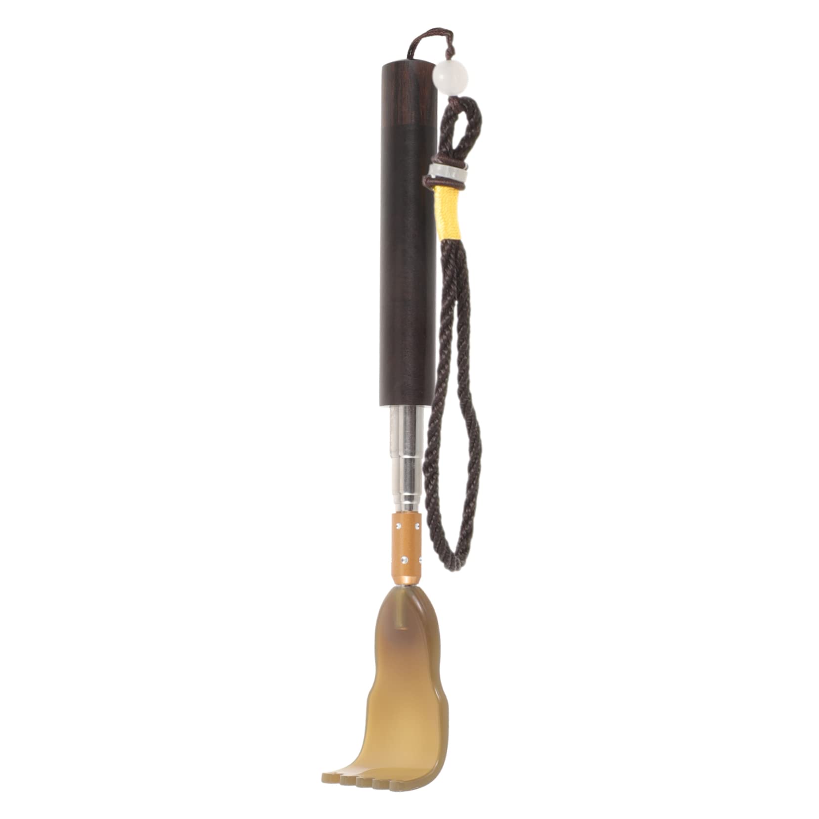 FOMIYES 4 Piezas rascador telescópico raspador cuero cabelludo portátil masaje Agarre espalda squeegee toung scraper rascador de pies rascador de espalda de bambú plástico