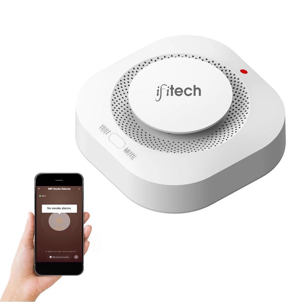 IFITech Smart Smoke Detector Fire Alarm, Battery Operated | WiFi Smoke Detector with Replaceable Battery, App Alert - [Pack of 1]-picture-0