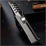 Isqueiro a jato de metal butano, isqueiro recarregável à prova de vento, turbinas de chama a jato ajustáveis, isqueiro para velas ao ar livre Cozinha de acampamento com caixa de presente (gás butano n