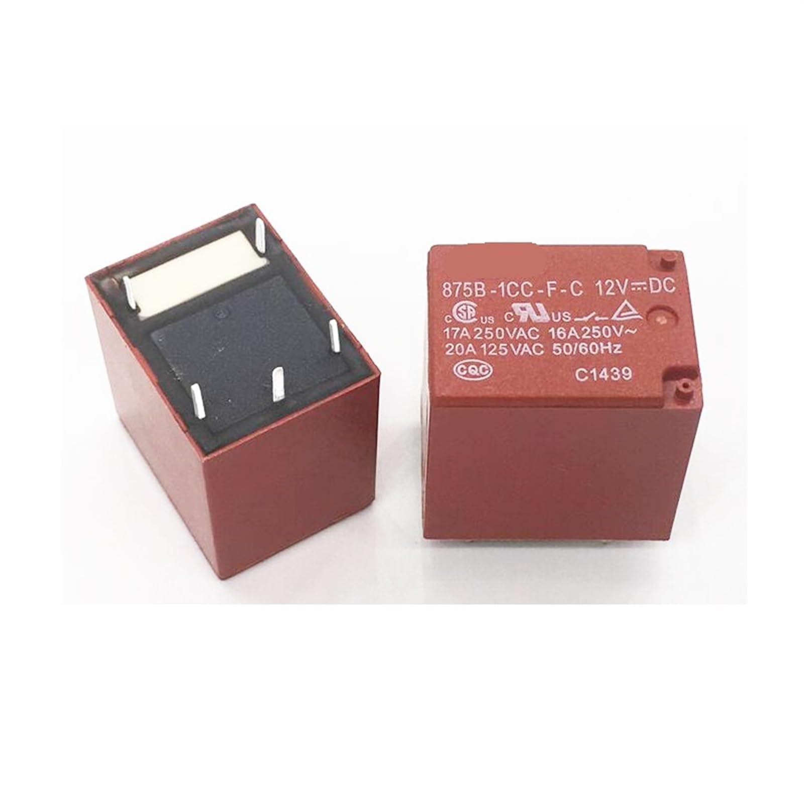 Relé electromagnético 12VDC 17A 875B1CCFC de 5 pines para circuito impreso, 10 unidades 2