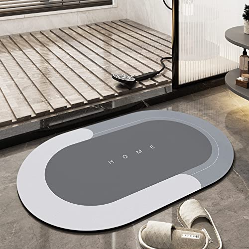 Modernized Magic Mat Bathroom Modrnizd Magic Mat Modernized Bath Mats Super Absorbent Non Slip Bathroom Rug for Floor Kitchen and Washing Machine (Light Gray-Oval 15.7 * 23.6 in)