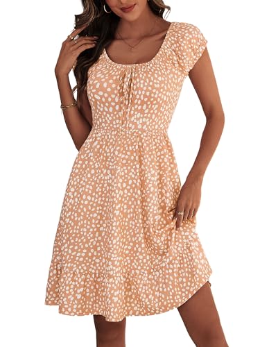 Image of HUHOT Teen Petite Women Floral Short Summer Mini Dresses with Pockets Cute Milkmaid Sundress 2026