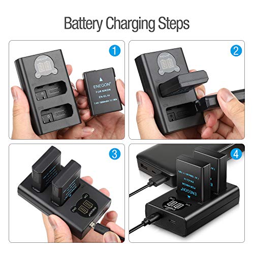 ENEGON 2x EN-EL14/EL14a Nikon Batterie de Rechange et Chargeur Double Intelligent LED USB pour Nikon D5600 D5100 D5200 D5300 D5500 D3100 D3200 D3300 D3400 D3500, Coolpix P7000 P7100 P7200 P7700, P7800 - Image 8