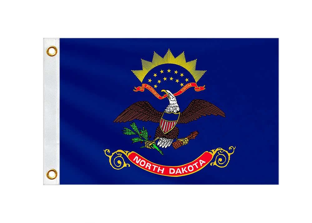 Double Sided North Dakota State Boat Flag 12x18 Inches for Bike Motorcycle Truck Small ND Nautical Flag 220D Heavy Duty Printed Nylon with 2 Brass