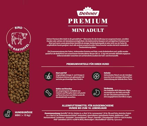 Dehner Premium Katzenfutter, Nassfutter getreidefrei, für ausgewachsene Katzen, Rind, 6 x 400 g Dose (2.4 kg)
