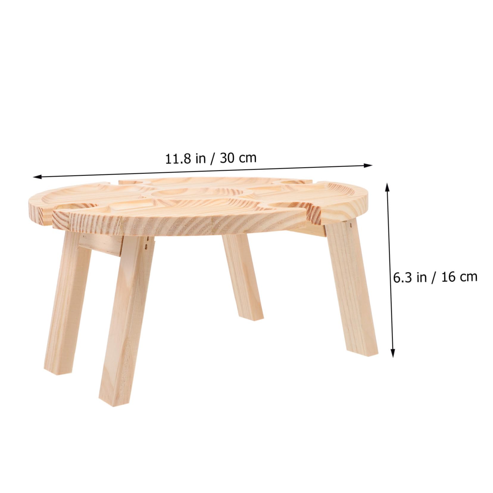 HOODANCOS 1Pc Portable Round Folding Table for Snacks and Wine for Picnics Camping and Outdoor Gatherings Easy to Clean and Maintain Lightweight Design Natural Wood Finish
