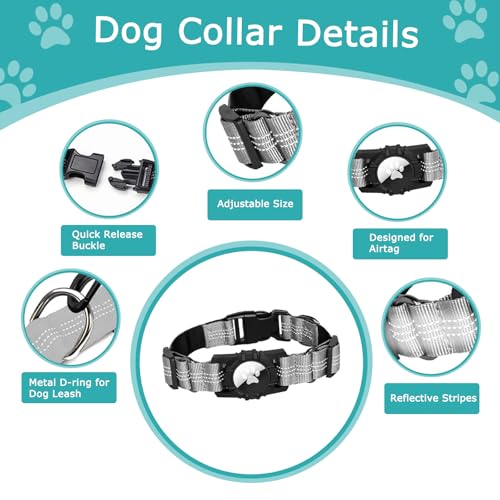 Ledeak Airtag Dog Collar, Nylon Dog Collar for AirTag Tracker Reflective Dog Collar with Airtag Holder - Image 2