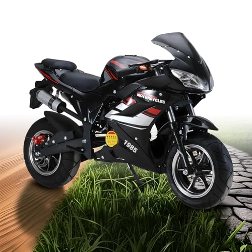 Image of Kids Dirt Bike, 50cc / Gas Powered Dirt Bike for Kids 8-14, 2-Stroke Mini Dirt Bike, Pull Start Off-Road Motorcycle, 10-Inch Tires, Disc Brakes, 25 MPH, 330 lb Max Load (Black)