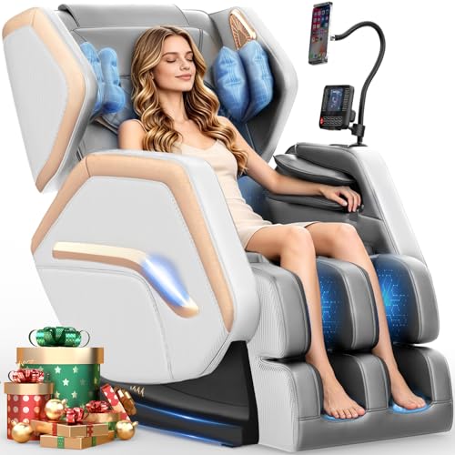 Image of Massage Chair Full Body, Zero Gravity Massage Chair 2026 for Back Fatigue with 10 Fixed Rollers, Heating, Airbags, Phone Controller, Nightlights, Bluetooth Speaker for Living Room, Bedroom