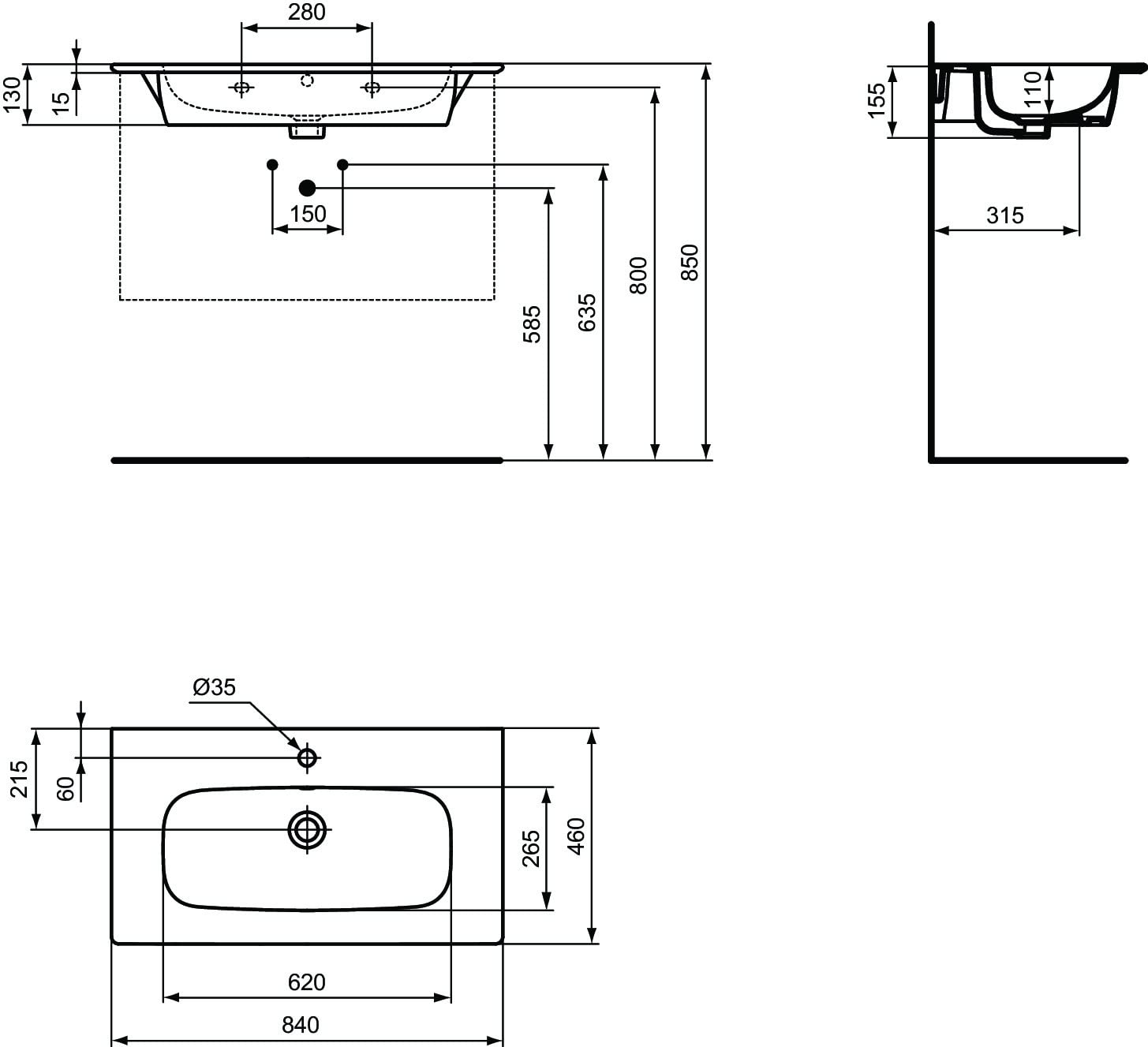 Ideal Standard T462001 Lavabo del baño Ideal Standard i.life A, Blanco