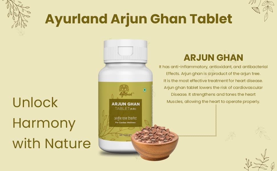 Image of AyurVeda Arjun Ghan Tablets 60 Tablets | Ayurvedic Herbal Wellness Supplement | Convenient Tablet Format