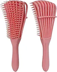 Escova Polvp para Cabelos Cacheados – Pente Desembaraçante Rosa, Design Ergonômico Anti-Quebra, Ideal para Crespos, Ondulados e Cacheados