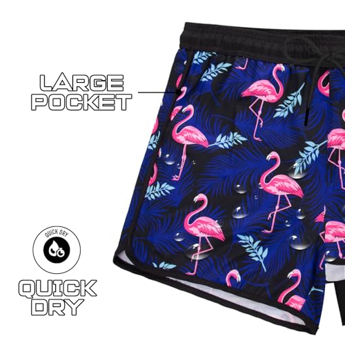 BRISIRA Mens Short Swim Trunks with Compression Liner Retro Vintage 8090s Bathing Suit Swim Board Shorts Swimwear Quick Dry3