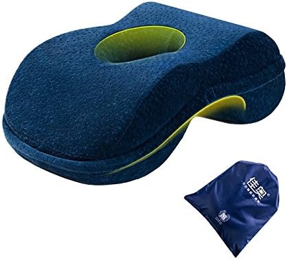 WOWSEA Nap Sleeping Pillow Cushion-Bamboo Charcoal Memory Foam, Slow Rebound, Hollow Design for Face Down Sleeper Back Support, Removable Washable Velvet Cover