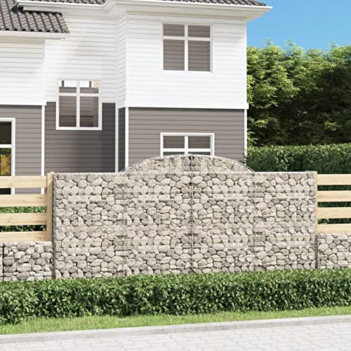 Homgoday Cestas de gaviones 5 uds Forma de Arco Hierro 300x30x140/160 cm, Cesta Muro Gaviones, Gavión Jardinera Contenedor, Muro de Gaviones de Jardín, Vallado Cerca Patio