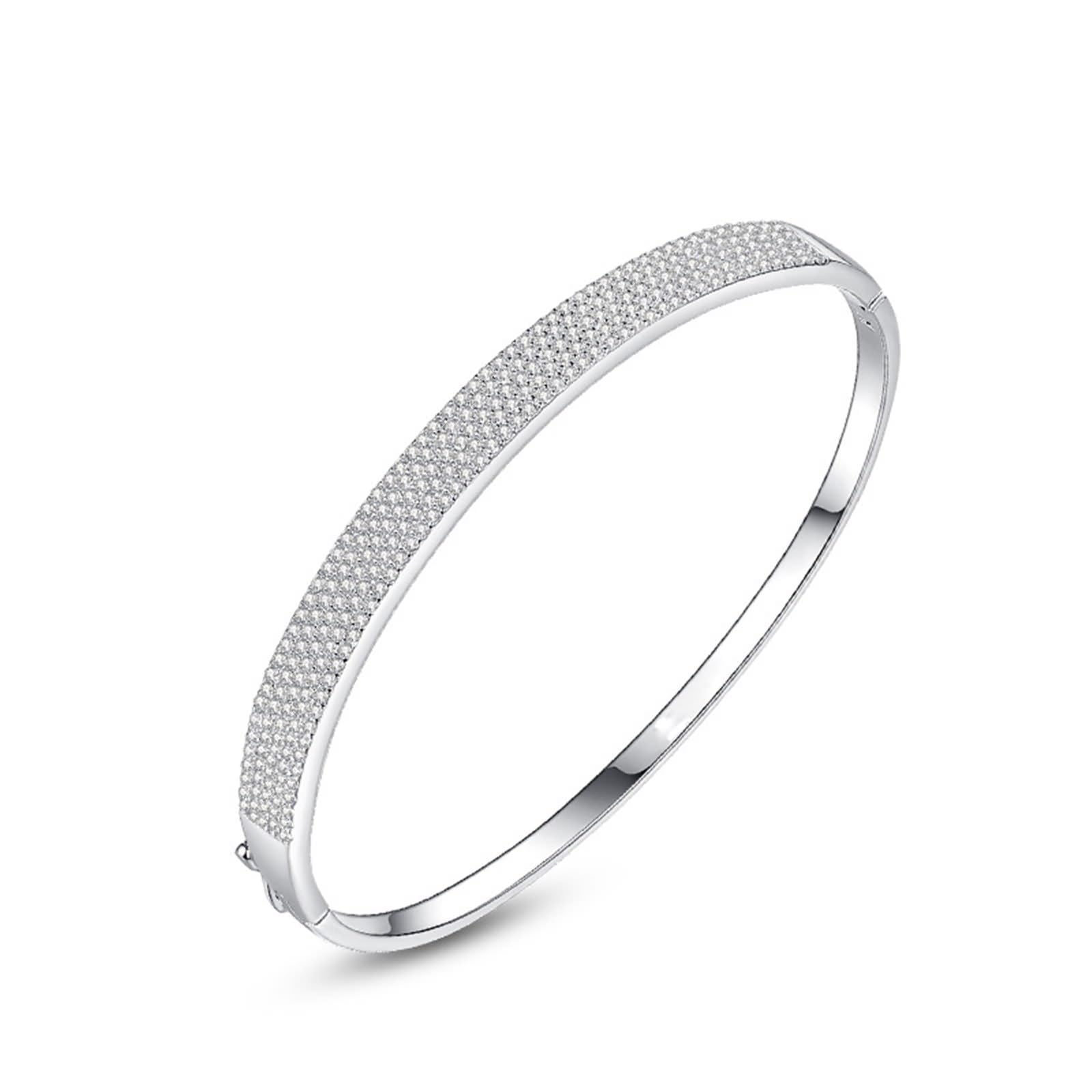 Pulseras para mujer, bonitas pulseras de moissanita pavé de oro blanco, joyería bohemia para mujer