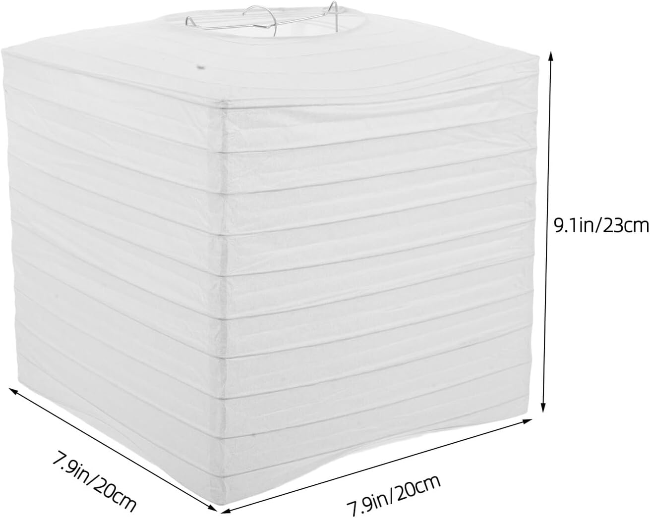 Pack of 2 White Square Folding Paper Lanterns 23 x 20 x 20 cm Hanging Decoration for Wedding Shower and Spring Festival Japanese Lantern Light and Reusable