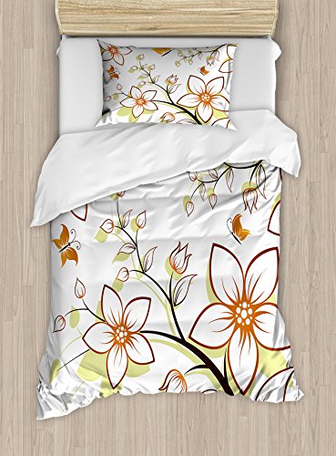 Ambesonne Autumn Duvet Cover Set, Fauna in Fall Season Color