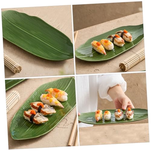 Plato cerámico para sushi hoja estilo japonés miniatura 5