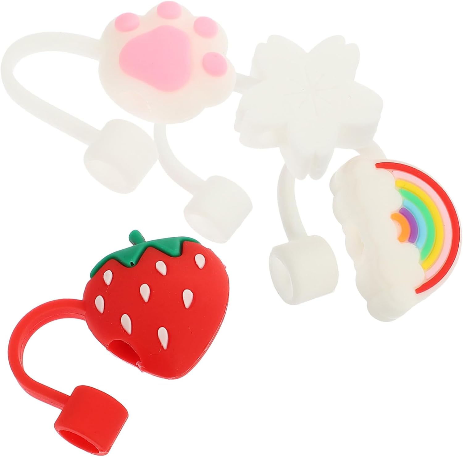 Creative Silicone Straw Cover Set, 4 Piece Reusable Caps