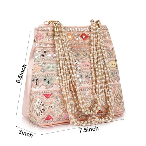Image of PLANX Velvet SilK Stylish Embroidery Unique Design Traditional Ethnic Wedding Party Handheld Potli For Women | Potli Bag