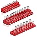 Olsa Tools Magnetic Socket Organizer | 3 Piece Socket Holder Kit | 1/2-inch, 3/8-inch, 1/4-inch Drive | SAE Red | Holds 68 Sockets | Premium Quality Tools Organizer