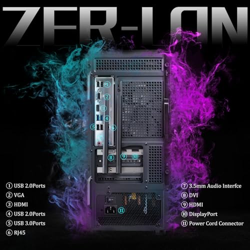 Image of ZER-LON Gaming PC Desktop Computer, Intel Core I5-9400F up to 3.9 GHz, GTX 1050Ti 4G, 16G DDR4 RAM, 1TB NVME SSD, WiFi 5.0, Prebuilt Gaming PC Tower Computer with RGB Fan x 6
