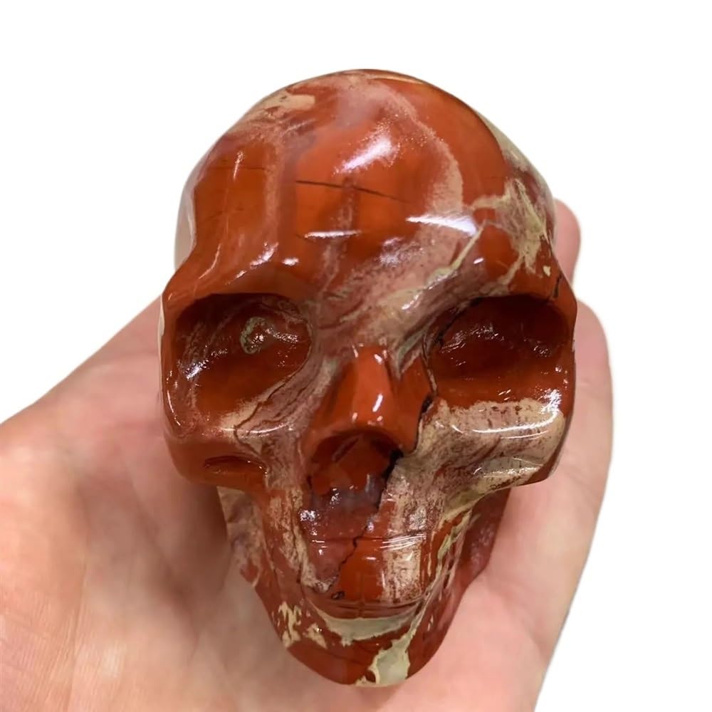 RVBLRDSE Red Jasper Quartz Hand Carved Crystal Skull Home Decor(1200-1300g) Gemstone Stone